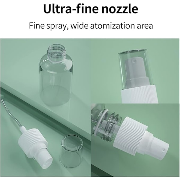 4 st 100 ml Sprayflaska, Klar Plast Återanvändbar Tom Reseflaska, Spray Kosmetiska Underflaskor kompatibla Resepåfyllningsbara