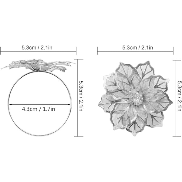Sæt med 12 servietringe i legering med hule blomster servietring H