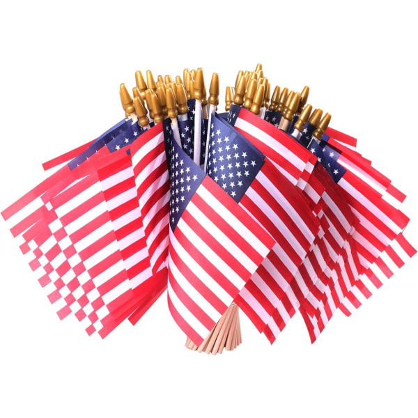 LOT USA Wooden Stick Flag - 4. juli dekorasjon, Veteran Party, Mini Ameri