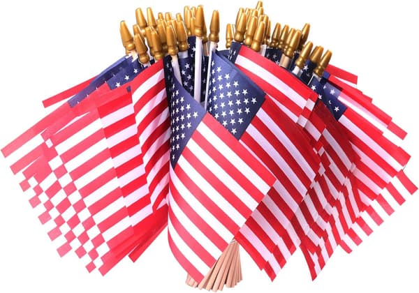 LOT  USA Wooden Stick Flag - Juli 4. dekorasjon, Veteran Party, Mini Ameri