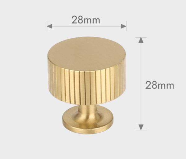 4 stk. massive messing skabsknopper - Børstet messing finish - Guld