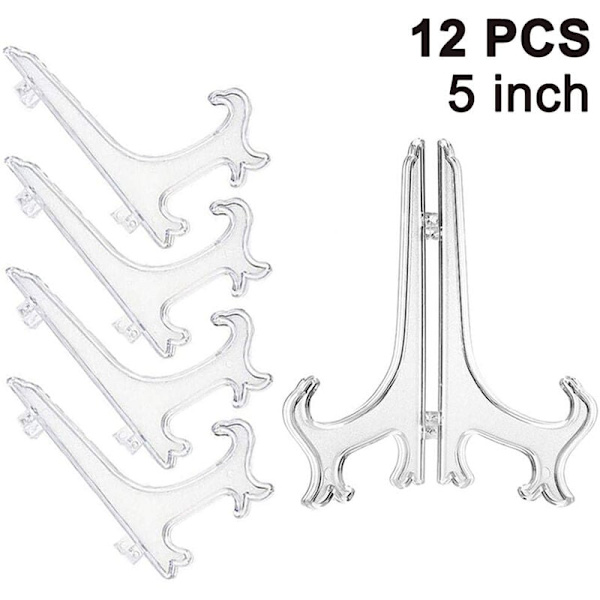 Set med 12 plaststafflier, tallrikshållare, tallriksställ, hopfällbara tallriksdisplayer, displayställ för visning av samlarplattor, skålställ, böcker, som