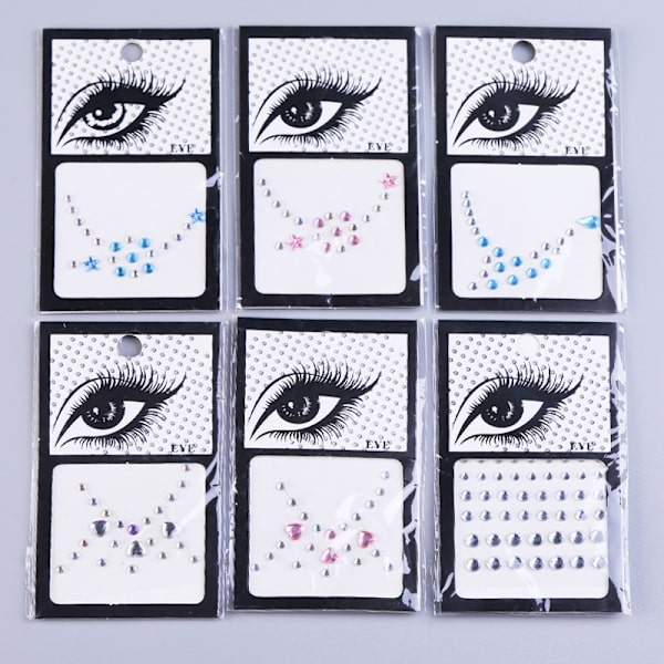 Glitter Rhinestones Face Gems Mermaid Body Stickers Kristaller Ansiktsjuveler Ta