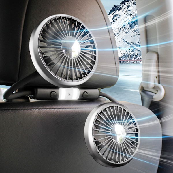 Dobbelthodet USB-bilvifte for baksetet 360 graders roterende med USB-LED