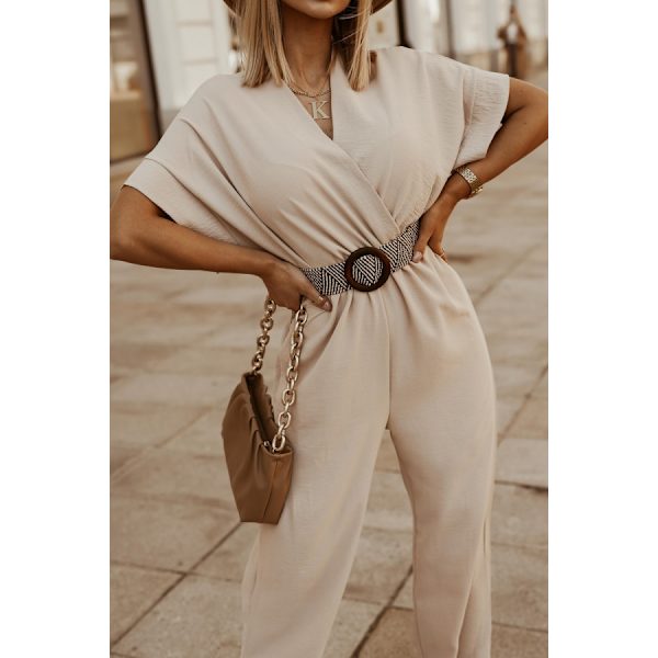 Kvinner Casual Sexy V-hals Glitrende Jumpsuits Lang Ermet Onesie Løs Bukser P