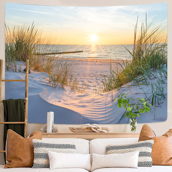 Naturväggstapet Väggbonad Havssolnedgång Väggfilt Sommarlandskap Tapestries Väggdekorationer för Hem Vardagsrum Sovrum Sovsal, 150x130cm