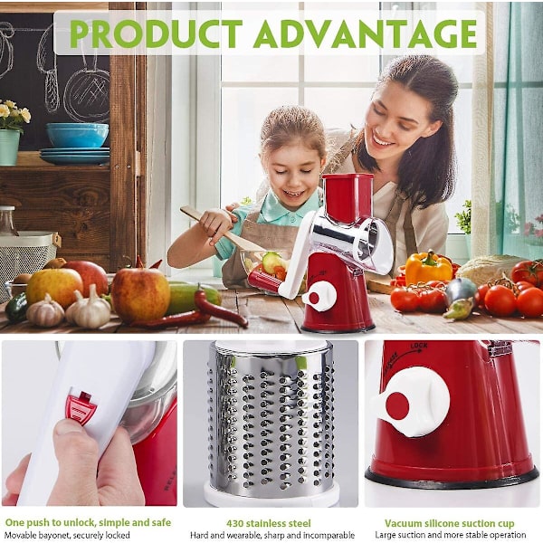 Kätevät pyörivät vihannesleikkurit juustoraastimelle silppuri Veg