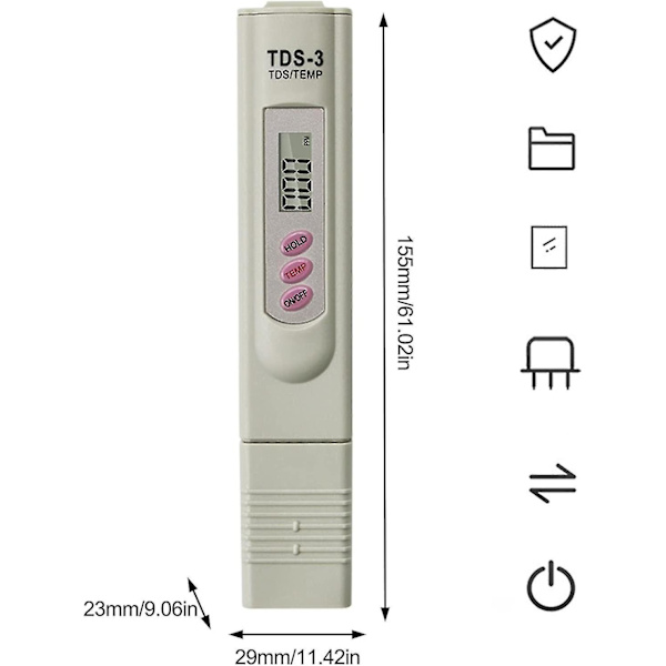 Tds-mittari - Juomaveden laadun testaaja Mittausalue: 0-9999ppm