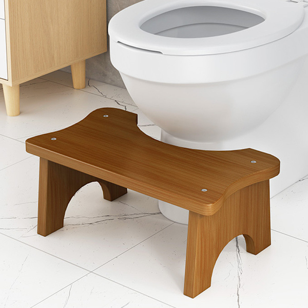 Toalettpall, Bambu Toalettpall, Robust C-formad Toalettpall, halkfri toalettstol, fotpall för hem och badrum