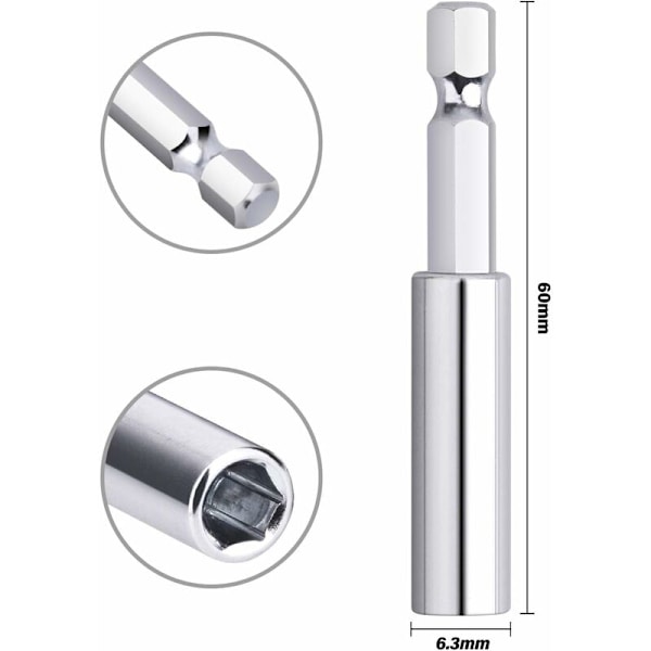 Magnetisk bitholder, stærk magnetisk bitholder, 1/4 tommer sekskantet skaft, egnet til trådløs skruetrækker/elektrisk boremaskine/slagboremaskine/magnetisk bitholderskruetrækker