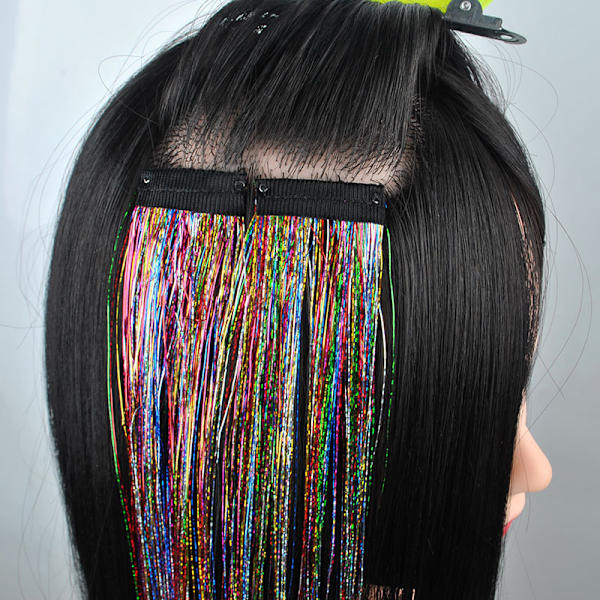 Clip-on hårtrådsett, 6-pakning glitter fehårtråd-extensions