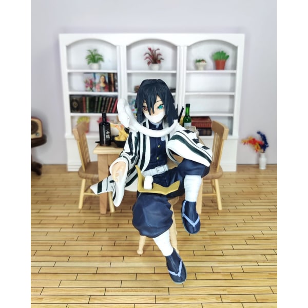 Obanai Figur Anime Devil Slayer äta risbollar Sittande Pose D