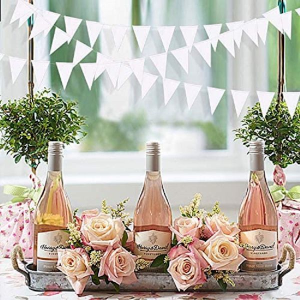 40 Ft Hvide Trekantede Flag Til Bryllup Baby Bridal Shower Fødselsdag Ungkarle