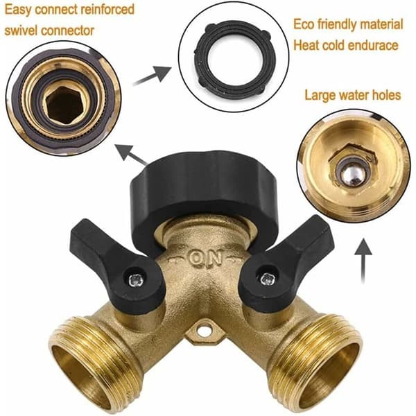 2-vejs Y-fordeler 2-vejs 3/4\" og 1/2\" Y-splitter med hane-adapter til