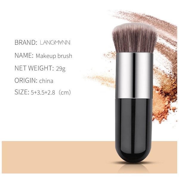 Professionel kosmetisk foundation makeup børste sort