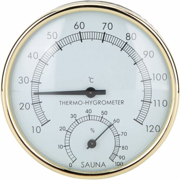 Digitaalinen saunan lämpömittari ja kosteusmittari, saunan kosteusmittari kultakello saunan lisävarusteet（100X31mm）