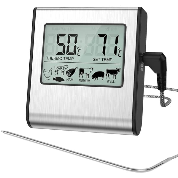 Digitalt stegetermometer 6,5 tommer stort LCD-madtermometer Magne