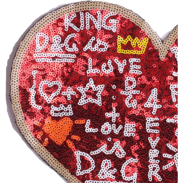 5 st DIY Love Heart Paljetter Patch Strykjärn på Patch för Kläder Väska Skor Mössor