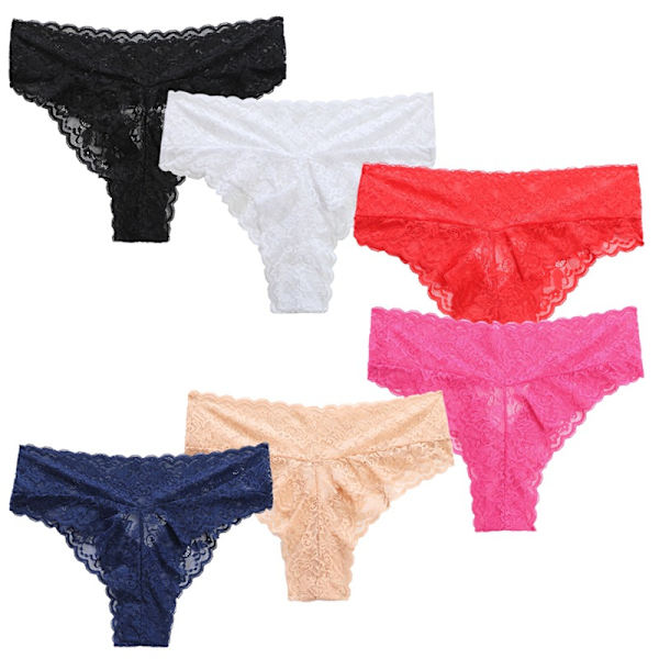 6-pack stringtrosa i spets, 6 olika färger! MultiColor M