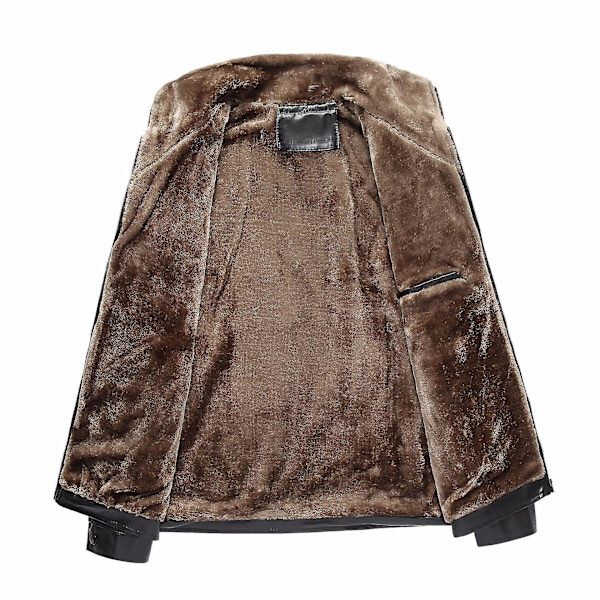 Fleece-foret tykk skinnjakke for menn motorsykkeljakke