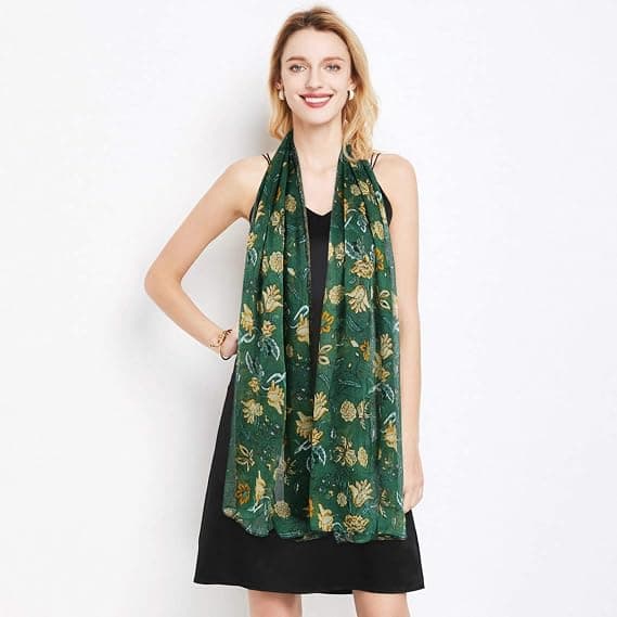Lättviktshalsdukar Mode Blommor Tryck Kvinnor Bomull Wrap Scarf