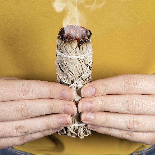 Hvide salviebundter - (3 pakke) - til rengøring af røgelse i hjemmet Meditat