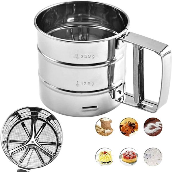 Mel Sifter En Hånd Rustfrit Stål Køkken Sifter Fin Sifter, Mel og