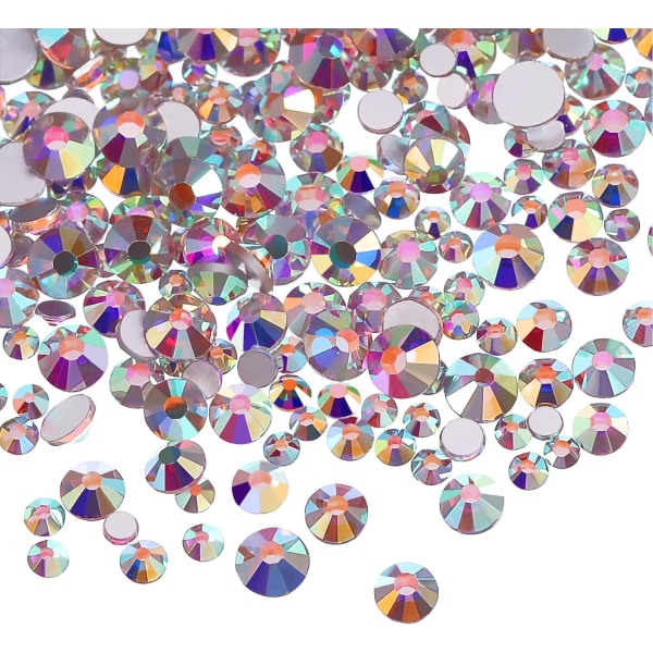 1440 bitar Crystals AB Nail Rhinestones Round Beads Flatback Glas Charms