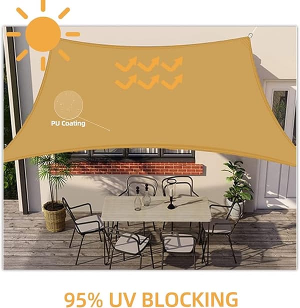 Vanntett solseil 2x3m, rektangulær skyggeduk UV-beskyttelse kompatibel utendørs