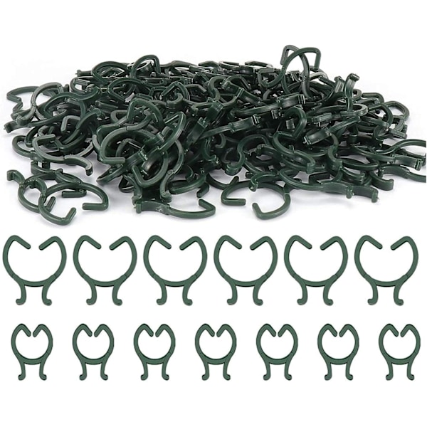 200 Pieces Plant Vine Clips, 2 Size Plant Support Clips Vine Fixing Clips for Vegetable Fruit Flower Stem Support (Green)