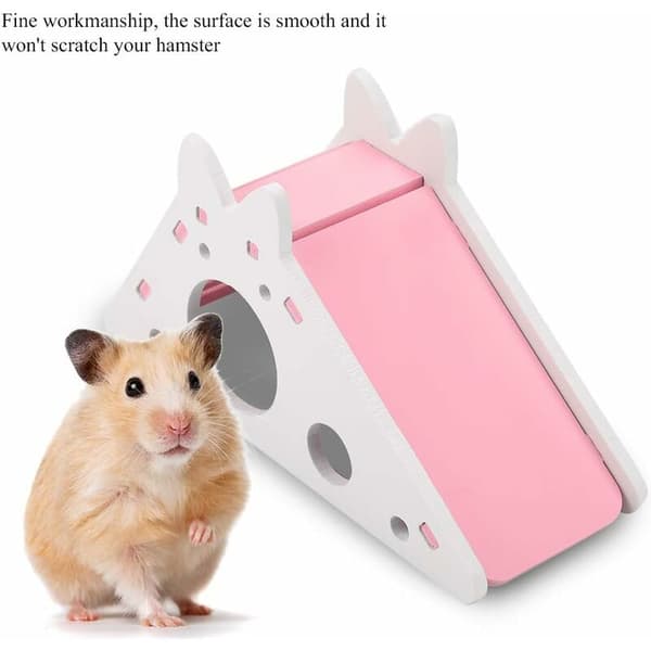 Hamstertrappa i trä, husdjursmontering, viloplats, hamsterklätterleksaker (rosa)