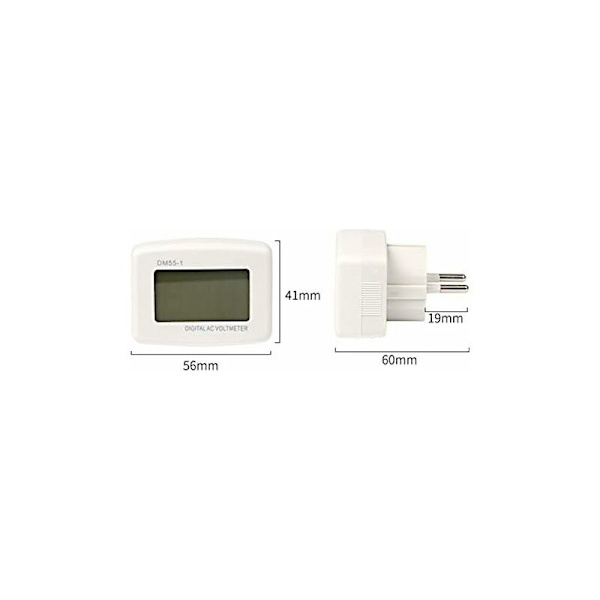 220V Blå Bakgrunnsbelyst Digital LCD Voltmeter Panel Spenningstester EU Plugg DM55