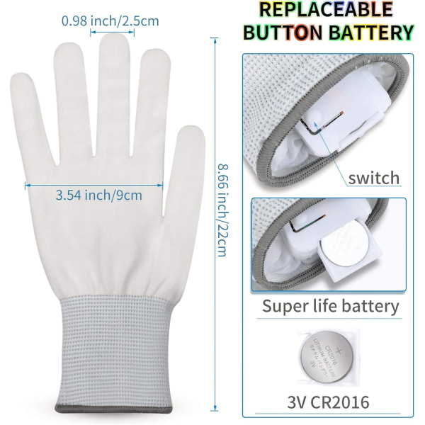 LED-handskar, coola julleksaker för barn, LED-handskar, lysande handskar, glödande