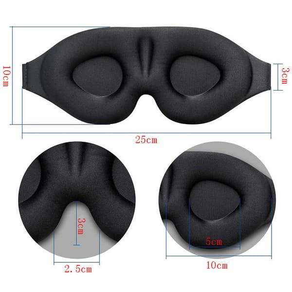 3D Konturerad Kopp Sovmask & Ögonbindel, Konkavt Formades Natt Sovmask