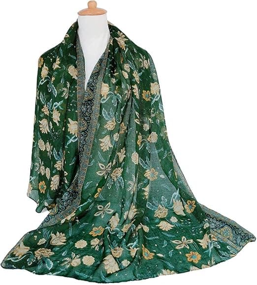 Lättviktshalsdukar Mode Blommor Tryck Kvinnor Bomull Wrap Scarf