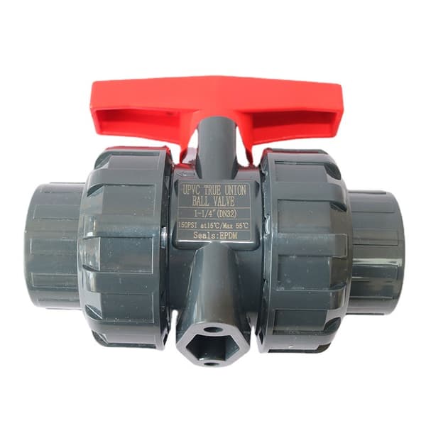 Dobbel union ventil til å limes diam 40 mm pvc kuleventil kuleventil kule