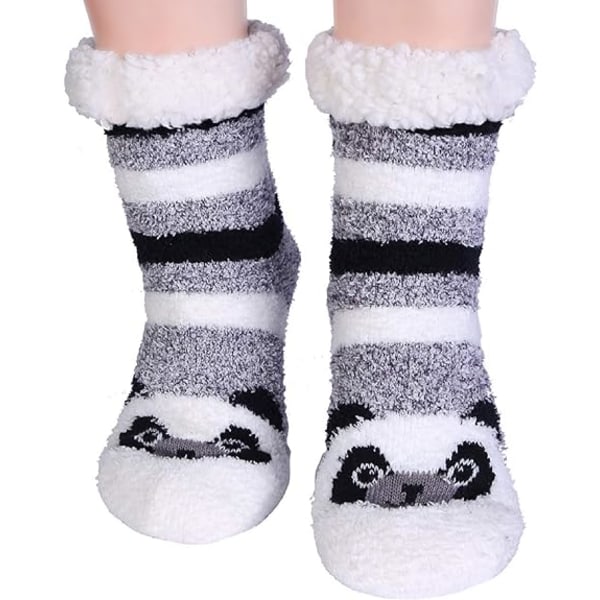 Dame Fuzzy Slipper Socks With Grippers Hyggelig Varm Sød Panda An