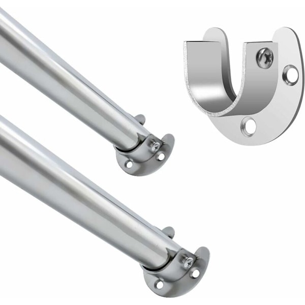 4 st Klädstångsstöd 28mm Rostfritt Stål Klädstångsstöd för Kläder Skena Pelarstöd för Garderob Klädskåp Duschdraperistång(28mm)