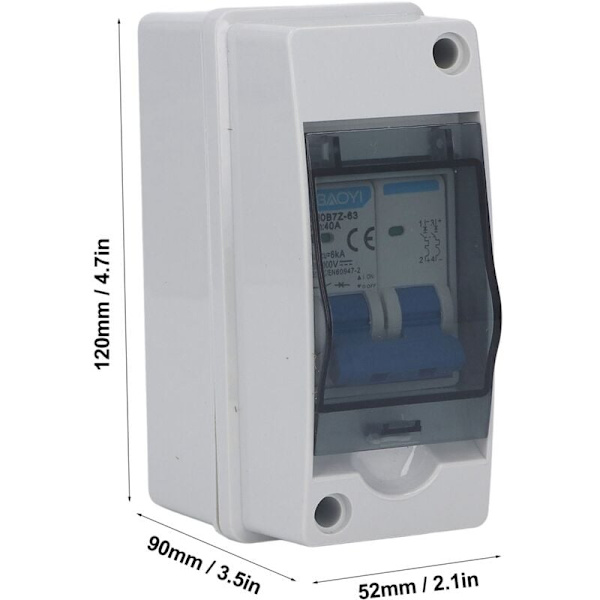 DC 40A Avbrottsbrytare Transparent Skyddande Kåpa Miniatyrkretsbrytare med IP65 Distributionsbox 1000V