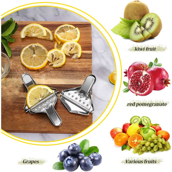 Manuel Citronpresser i Rustfrit Stål, 6 stk. - Robust Citronpresser i Rustfrit Stål til Vandmelon, Citron, Fersken, m.m.