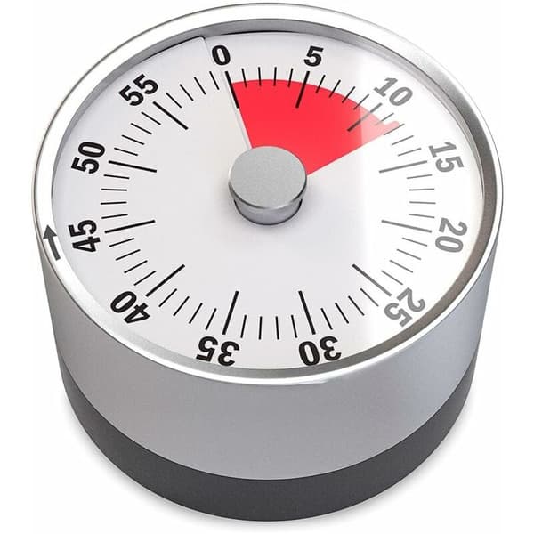 Basics mekanisk och magnetisk timer. Max 60 minuter. Ljudlarm när tiden är ute