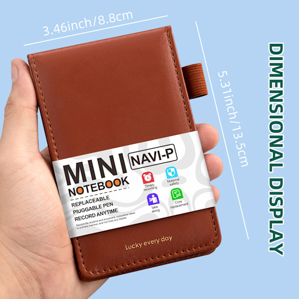 Mini fickanteckningsblockshållare, litet fickanteckningsblock i PU-läder, affärsanteckningsblock, mini anteckningsblock med 50 blad