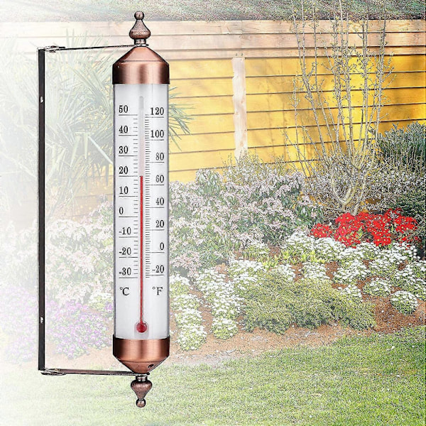 Väggmonterad Termometer, 25 cm Dekorativ Inomhus Utomhus Termometer - Stora Utomhustermometrar För Uteplats Trädgård Växthus, Inga Batterier Behövs