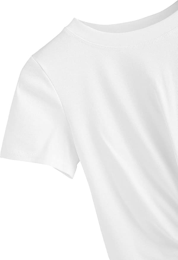Kvinde Sommer Top Solid Kortærmet Twist Front Tee T-Shirt XL