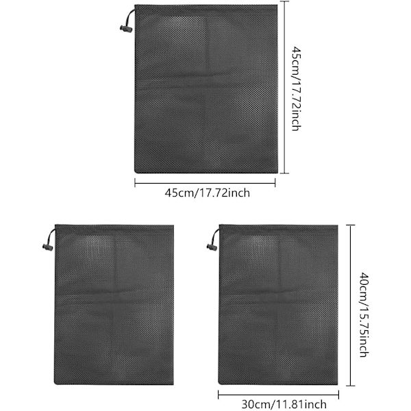 3 stk. pumpefilternetpose, dam pumpefilterpose med snøre, vandpumpefilterpose, pumpebarrierepose til udendørs damfilter (40*30cm/45*45cm)