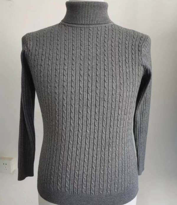 Mænds Slim Turtleneck Sweater Casual Twisted Strikket Pullover Sweaters
