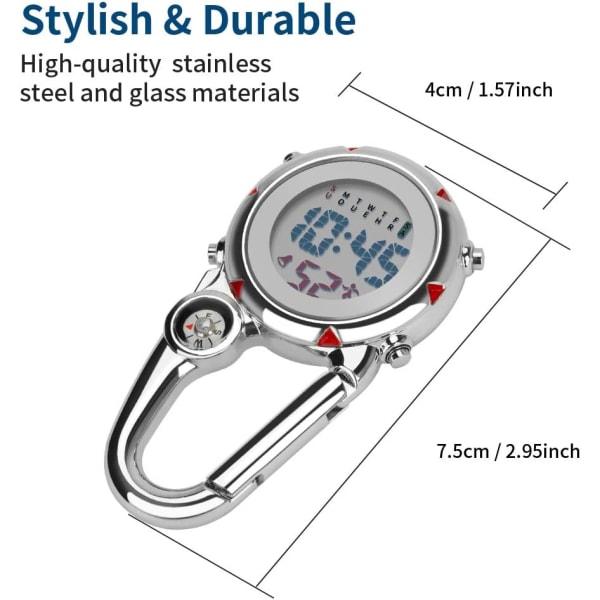 Multifunktionel Karabinhageklips Ur Quartz Ur Lysende Skive FOB Digital