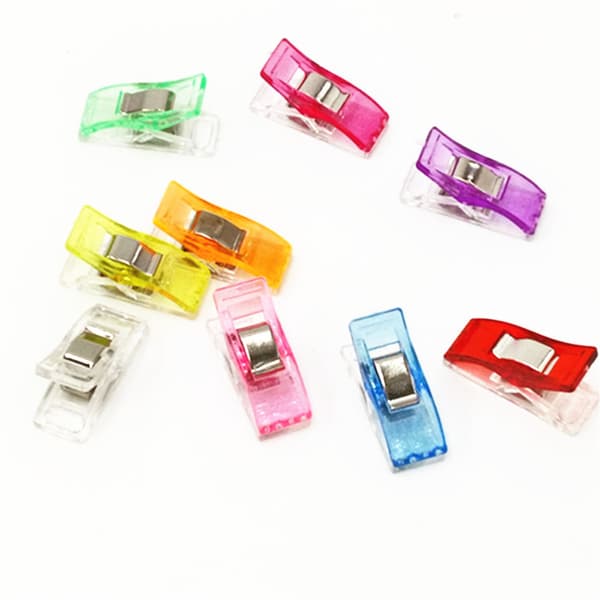 Klips, 100 stk med plastboks, avanserte klips til quilting