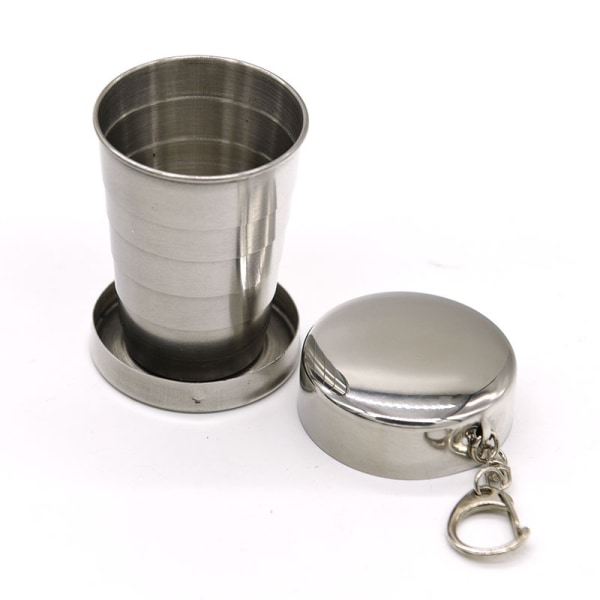 Sammenleggbar kopp i rustfritt stål, utendørs teleskopkopp Husholdningskjøkken S