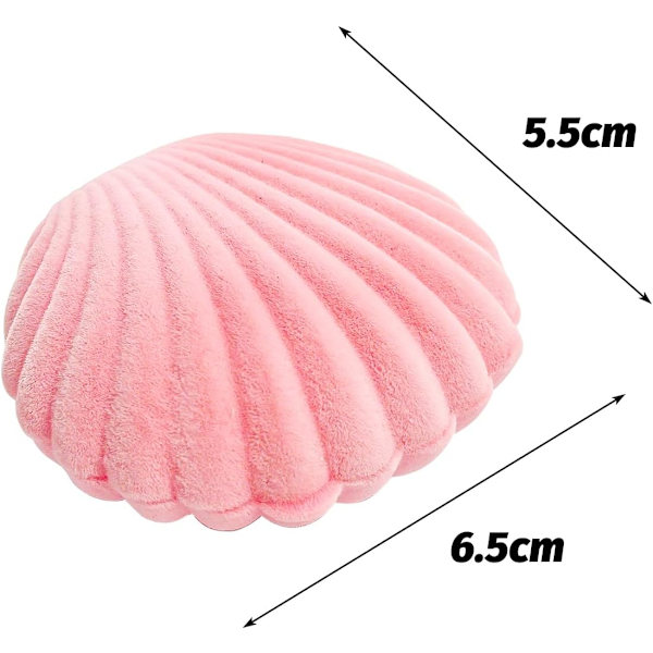 Bærbar smykkeskrin i skallform - smykkeskrin for jenter, kvinner, ringer, øredobber og ørestikker (6x3cm, rosa)
